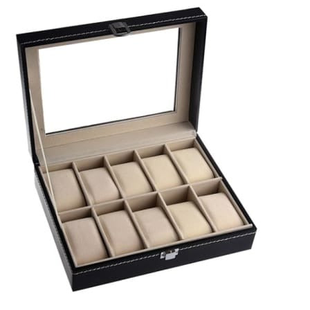 PU Display Case Box Watch Jewelry Storage Organizer - 10 slots_0