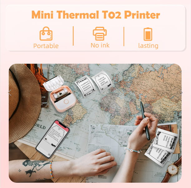 Phomemo Portable Mini Thermal Printer T02 - Pink_2