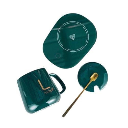 KloudWarm Electric Coffee Warmer Coaster and Mug Set - Green