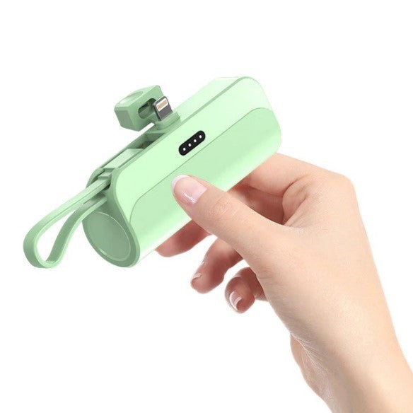 KloudCharge 8000mAh Mini Power Bank with Lightning Pin and Type-C Cable - Green