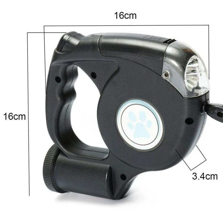 4.5M LED Flashlight Extendable Retractable Pet Dog Leash Lead with Garbage Bag_5