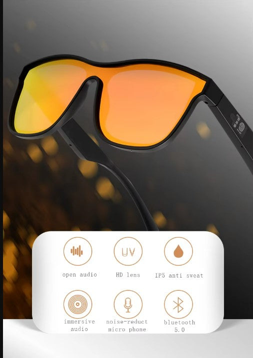 Smart Glasses - Semi-Open Bluetooth Glasses, music, call, voice control sports Sunglasses - Black_1