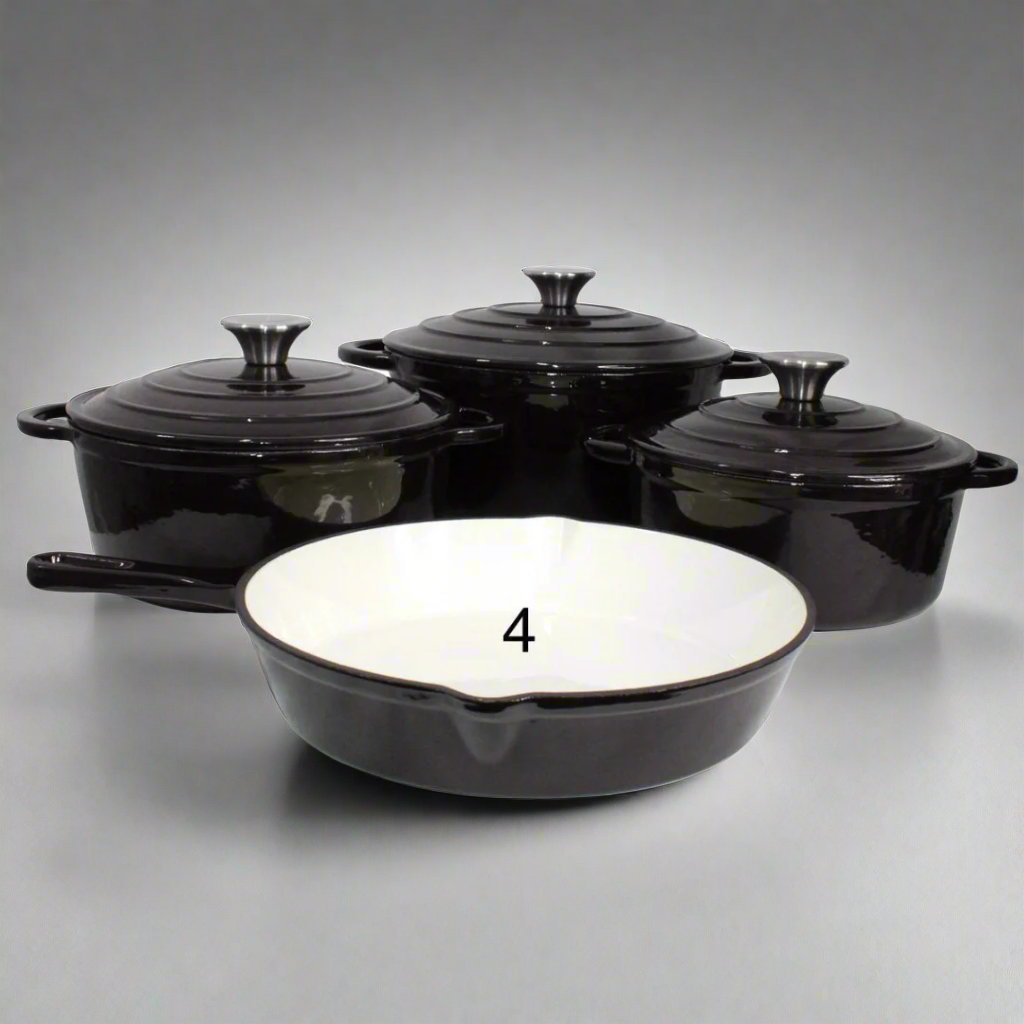 Cast Iron Pot Set 7pcs - Black