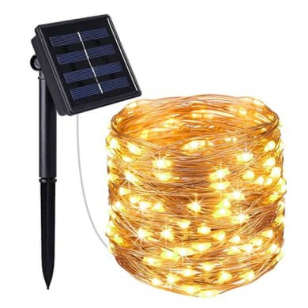 10M Solar Waterproof Fairy Lights  - Warm white