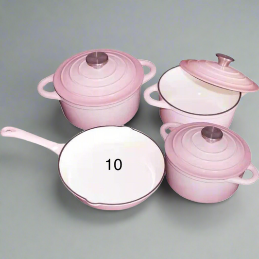 Cast Iron Pot Set 7pcs - Berry Pink