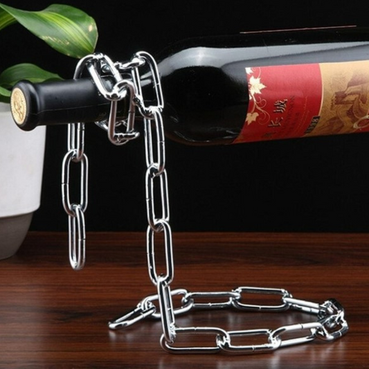 Multifunctional Metal One Bottle Wine Display Racks Stand Holder - Mettalic Chain Design