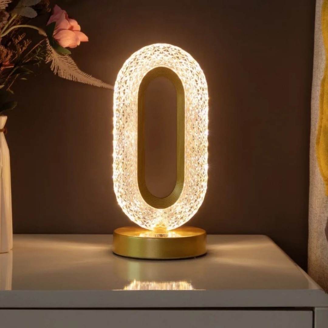 KloudGlow Crystal O-Shaped Rechargeable Table Desk Lamp