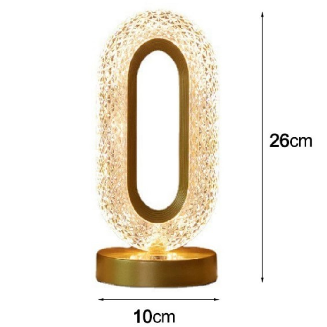 KloudGlow Crystal O-Shaped Rechargeable Table Desk Lamp