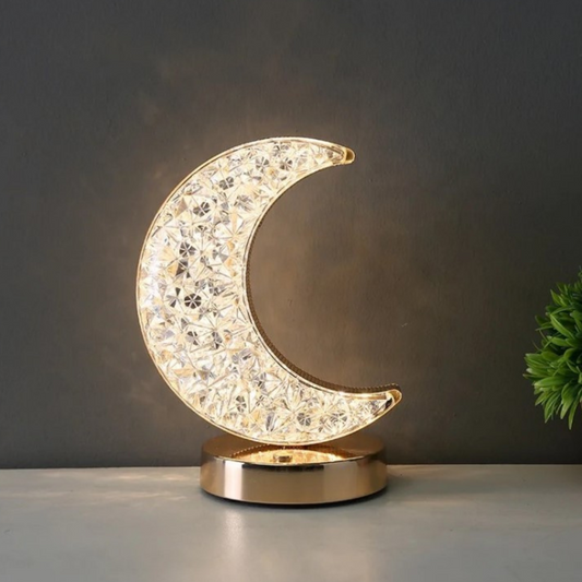 KloudGlow Crystal Moon Rechargeable Table Desk Lamp