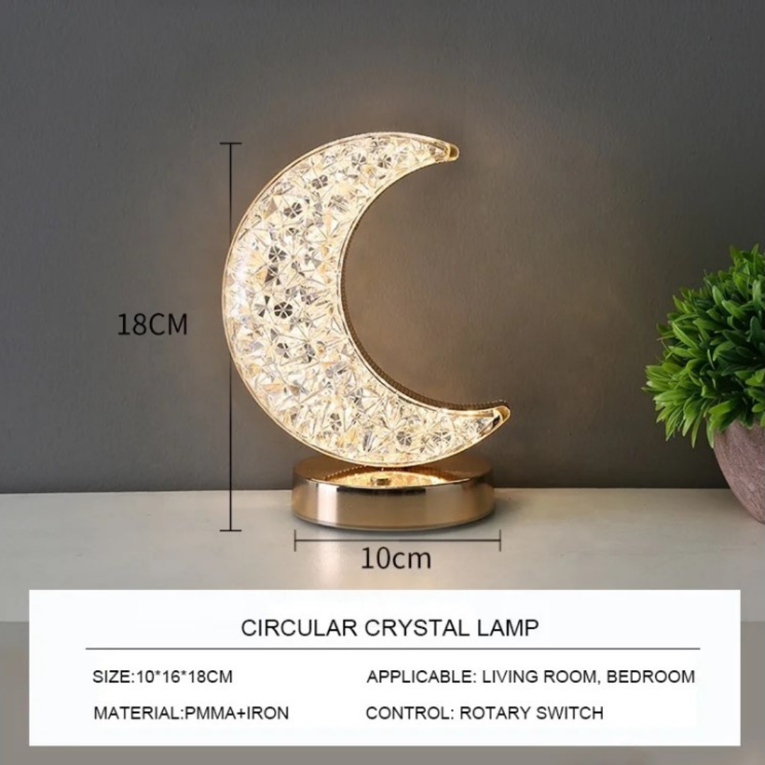 KloudGlow Crystal Moon Rechargeable Table Desk Lamp