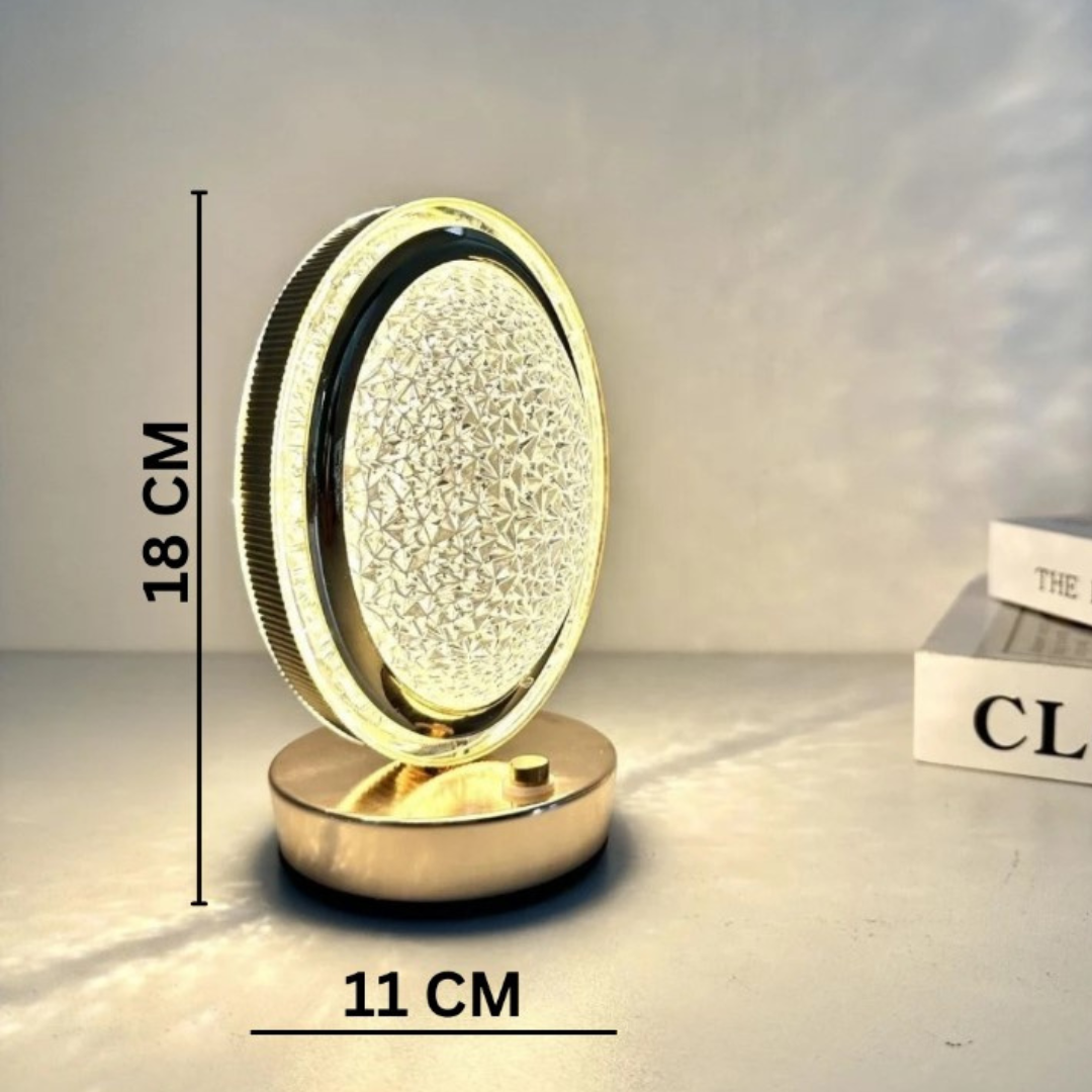 KloudGlow Crystal Oval Rechargeable Table Lamp